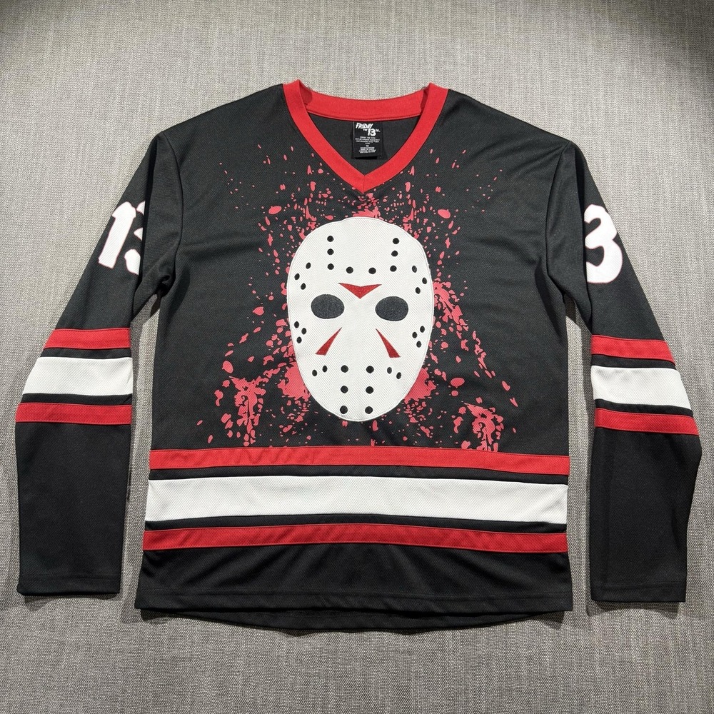Mighty Fine Shirt Mens Medium Black Friday The 13th Voorhees Jersey Long Sleeve